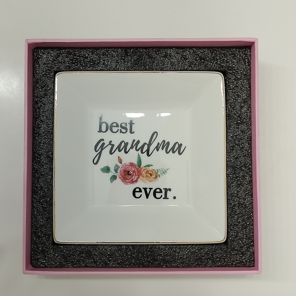 Best Grandma Ever Jewelry Tray Rings Holder Mother's Day Gift Birthday Gifts